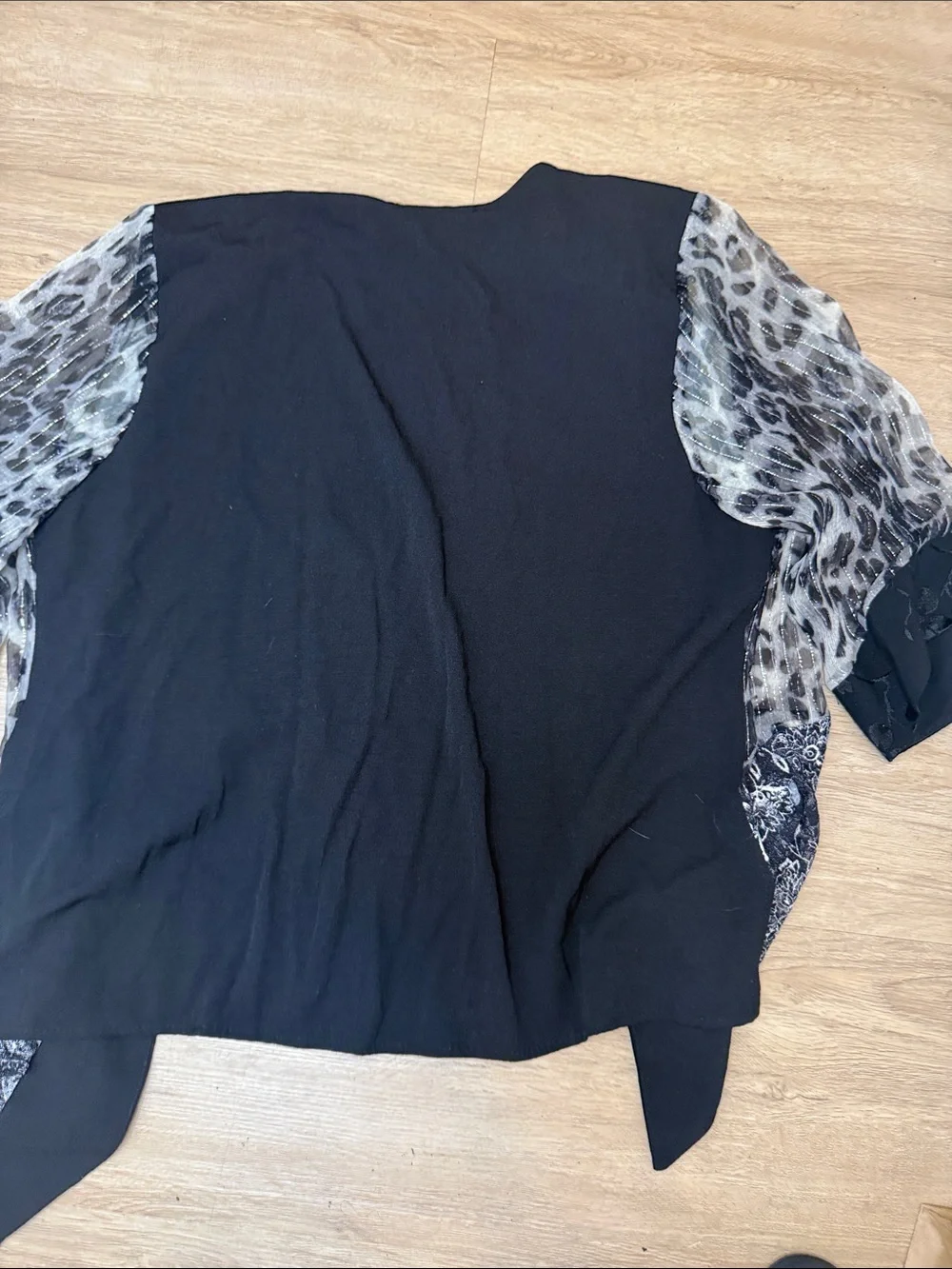 Tracy Collin’s black gray animal floral print open kimono cardigan sz 1X